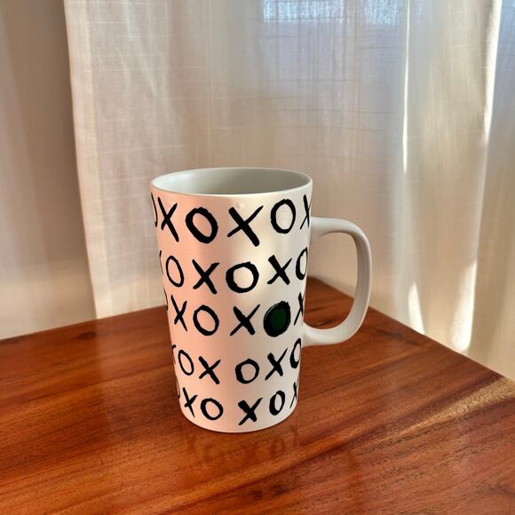 2015 Starbucks XOXO Tall Mug Hugs & Kisses Green Dot Ceramic Coffee Cup 16 oz - Picture 1 of 9